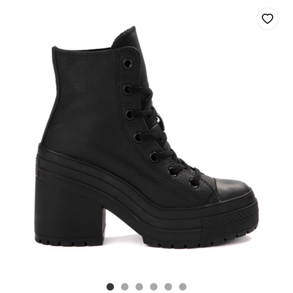 Converse Chuck 70 De Luxe Heel Leather Shoe - Black Monochrome